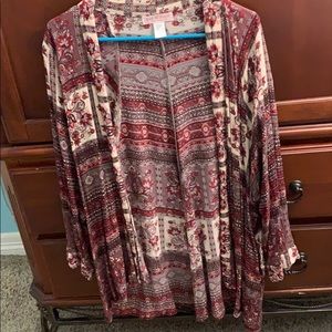 Maroon floral patterned cardigan